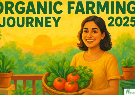 A beginner farmer in India planting organic crops on a small farm in 2025, promoting sustainable agriculture.