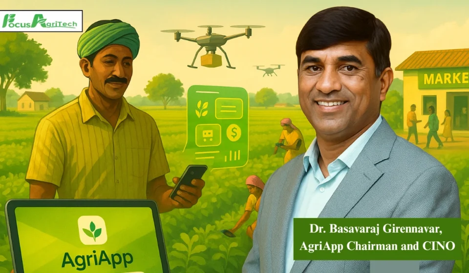 Dr. Basavaraj Girennavar, AgriApp Chairman and CINO, in a Focus Agritech Leadership Talk with a digital farming platform.
